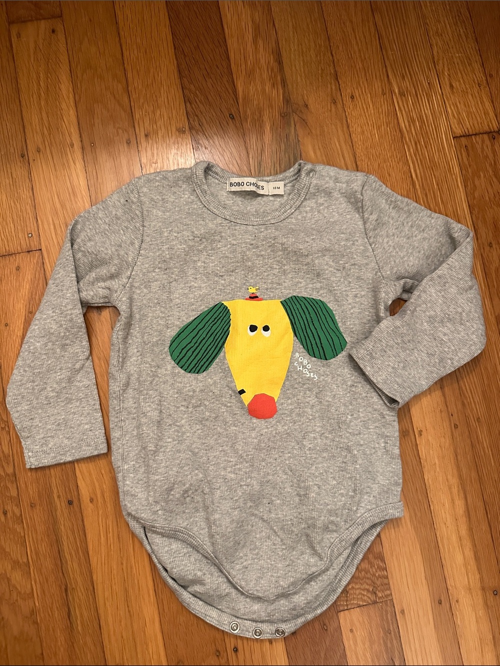 Bobo Choses Gray Dog Bodysuit 18 Months